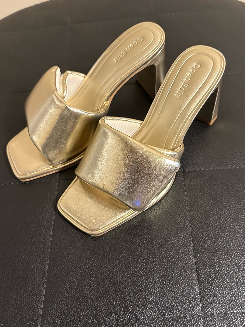 Metallic Gold Padded Slide Heel - Women